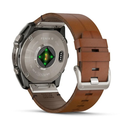 Смарт часы Garmin Fenix 8, 51 мм, AMOLED, Sapphire bare Titanium, black with chestnut leather band plus graphite silicone band