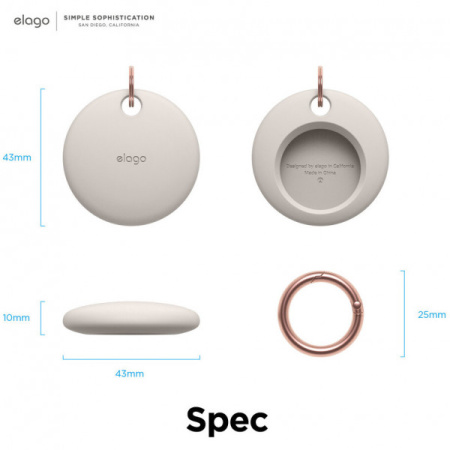 Чехол с карабином Elago AirTag Basic Case для AirTag, цвет Бежевый (EATSC-BA-ST)