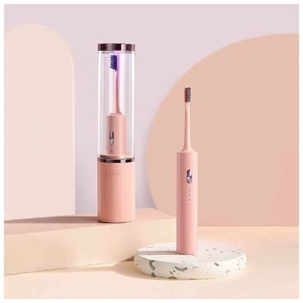 Электрическая зубная щетка со стерилизатором Xiaomi T-Flash UV Sterilization Q-05, Розовая