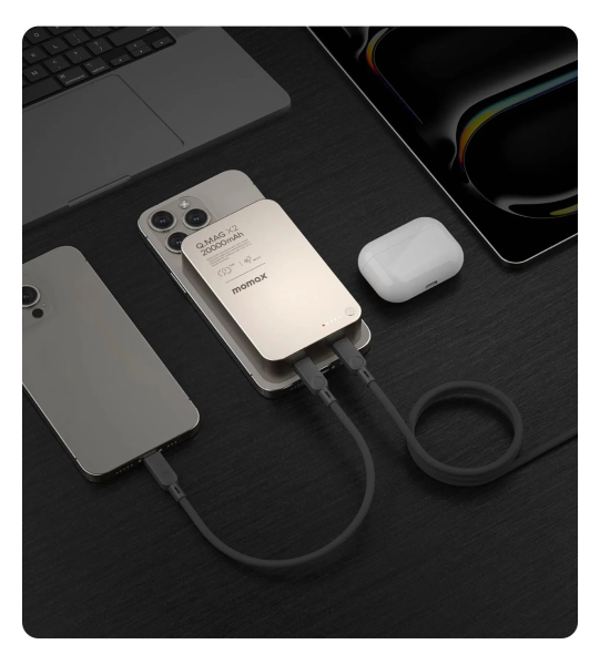 Внешний аккумулятор Momax Q.Mag X2 20000 mAh, Natural Titanium (IP133CNE)