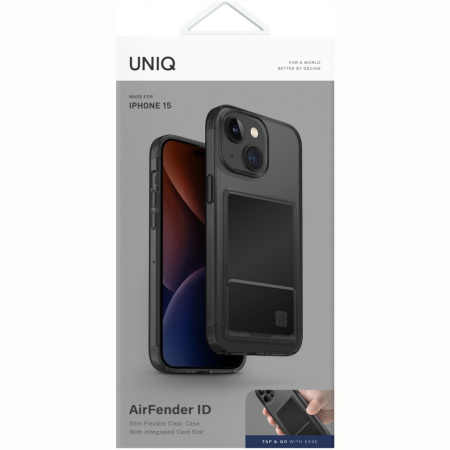 Чехол Uniq для iPhone 15 Air Fender ID (cardslot) Grey