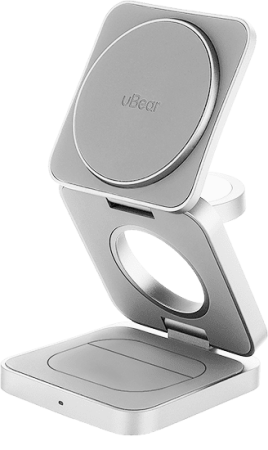 Беспроводное зарядное устройство uBear Balance 3in1 Magnetic wireless charger, цвет: серебро (WL09SL31-ADM)