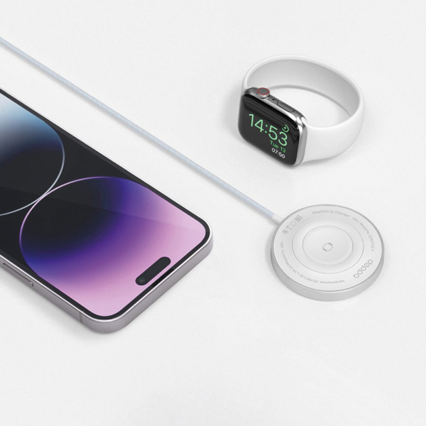 Беспроводное зарядное устройство Deppa QI Fast Charge 18W 2в1, белый (24021)