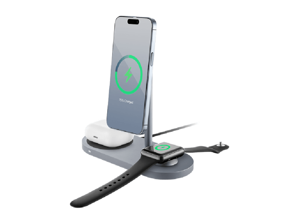 Беспроводное зарядное устройство uBear  Stage 3in1 Magnetic wireless charger, цвет: серый (WL07SG31-AD)