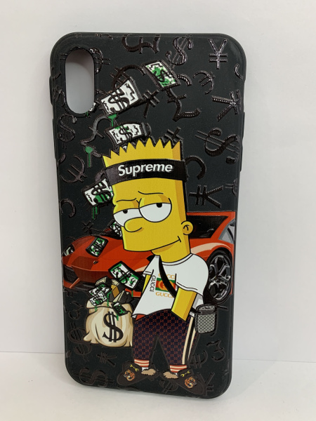 Чехол силиконовый для iPhone XS MAX Supremeparty bart, цвет Черный