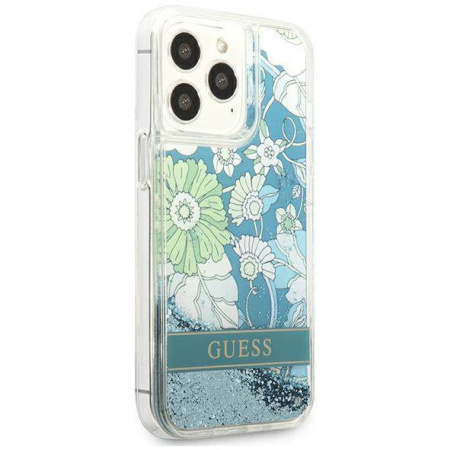 Чехол CG Mobile Guess Liquid Glitter Flower Hard для iPhone 13 Pro, цвет Зеленый (GUHCP13LLFLSN)