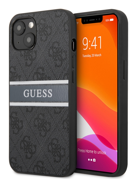 Чехол CG Mobile Guess PU 4G Stripe printed logo Hard для iPhone 13, цвет Серый (GUHCP13M4GDGR)