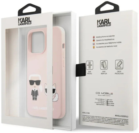 Чехол CG Mobile Karl Lagerfeld Liquid silicone Karl & Choupette Hard для iPhone 13 Pro Max, цвет Розовый (KLHCP13XSSKCI)