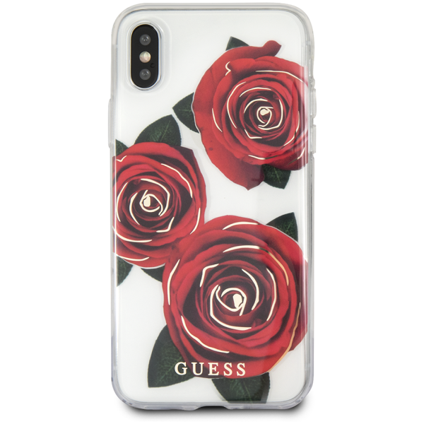 Чехол CG Mobile Guess Flower Desire Transparent Hard PC/Roses для iPhone X/XS, цвет Прозрачный красный (GUHCPXROSTR)