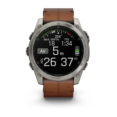 Смарт часы Garmin Fenix 8, 51 мм, AMOLED, Sapphire bare Titanium, black with chestnut leather band plus graphite silicone band
