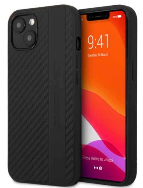 Чехол CG Mobile AMG PU Carbon effect stripe Hard для iPhone 13, цвет Черный (AMHCP13MBLSCA)