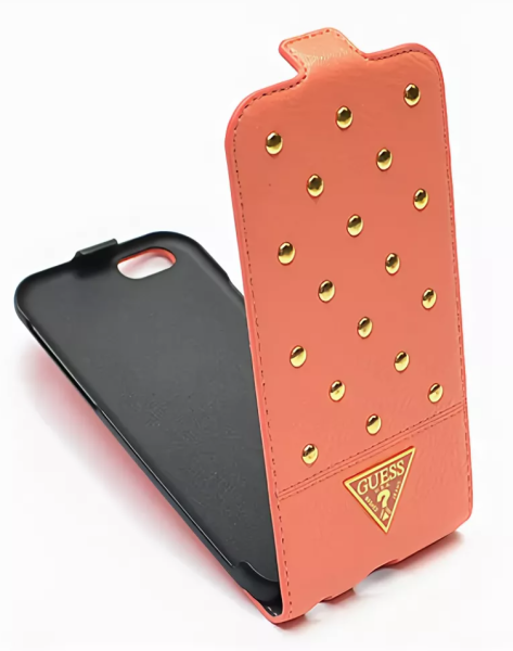 Чехол Guess Studded Flip для iPhone 6/6S Peach, цвет Персиковый (GUFLP6SAB)