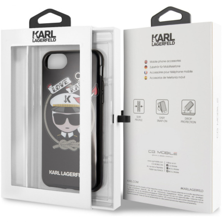 Чехол Lagerfeld для iPhone 7/8/SE TPU collection Karl sailor Hard Black, цвет Черный (KLHCI8KSB)