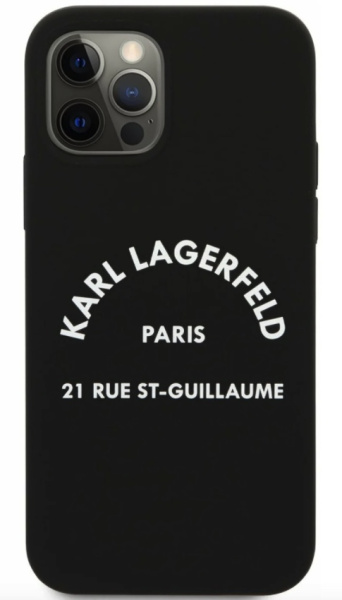 Чехол CG Mobile Karl Lagerfeld Liquid silicone RSG logo Hard для iPhone 12 Pro Max, цвет Черный (KLHCP12LSLSGRBK)