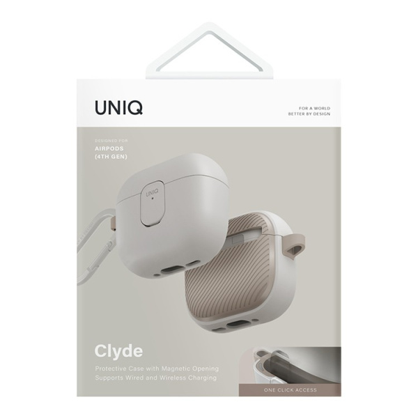 Чехол Uniq CLYDE Lock case Mist Grey/Khaki для Airpods 4
