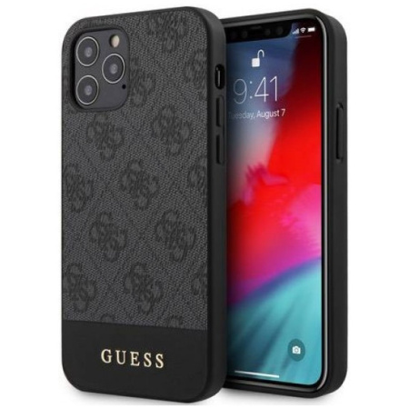 Чехол CG Mobile Guess 4G PU Stripe Metal logo Hard для iPhone 12 Pro Max, цвет Серый (GUHCP12LG4GLGR)