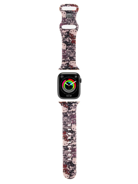 Ремешок Hello Kitty Liquid silicone Graffiti Tags Pink для Apple Watch 42/41/40 mm