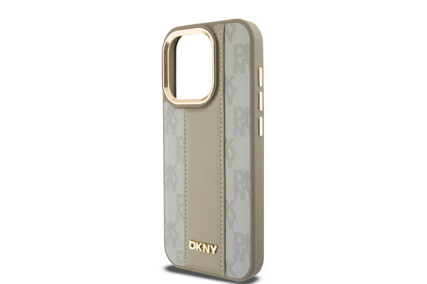 Чехол DKNY PU Checkered Metal logo Hard Beige (MagSafe) для iPhone 15 Pro, бежевый