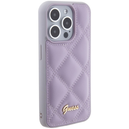 Чехол Guess PU Quilted with Script metal logo Hard для iPhone 15 Pro Max, цвет Фиолетовый