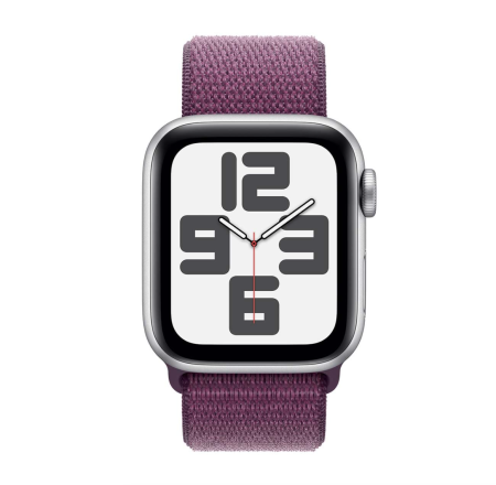 Apple Watch SE (2024), 40 мм корпус из алюминия цвета «Silver», ремешок Sport Loop цвета «Plum»