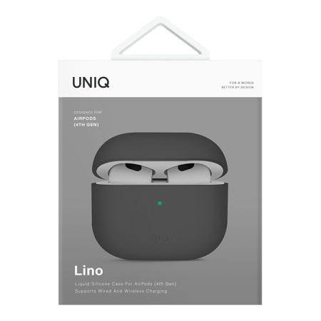 Чехол Uniq Lino для AirPods 4, Серый (AIRPODS(2024)-LINOGRY)