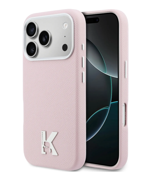 Чехол Lagerfeld PU Full Wrapped K HEAD Metal logo & Cam Hard Pink (MagSafe) для iPhone 17 Pro Max