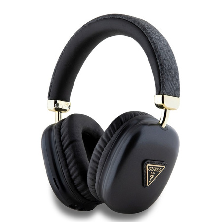 Беспроводные наушники Guess Headphones PU 4G Triangle Metal Logo Black, чёрный