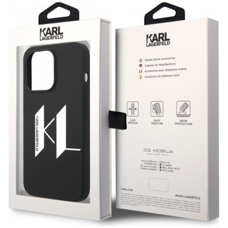 Чехол CG Mobile Karl Lagerfeld Liquid silicone Big KL logo Hard для iPhone 14 Pro, цвет Черный