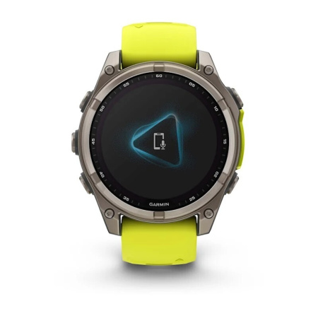 Смарт часы Garmin Fenix 8, 47 мм, Solar, Sapphire Titanium with AMP yellow/graphite silicone band