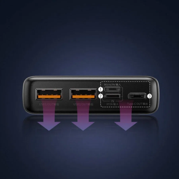 Внешний аккумулятор Baseus Adaman Metal Digital Quick Charge 20000mAh 22.5W (PPAD000101)