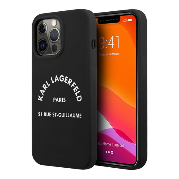 Чехол CG Mobile Karl Lagerfeld Liquid silicone RSG logo Hard для iPhone 13 Pro Max, цвет Черный (KLHCP13XSLSGRBK)