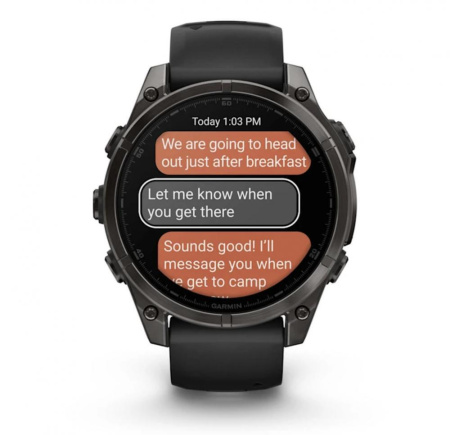 Смарт часы Garmin Fenix 8, 47 мм, AMOLED, Sapphire Carbon Gray DLC Titanium with Black/Pebble Gray Silicone Band