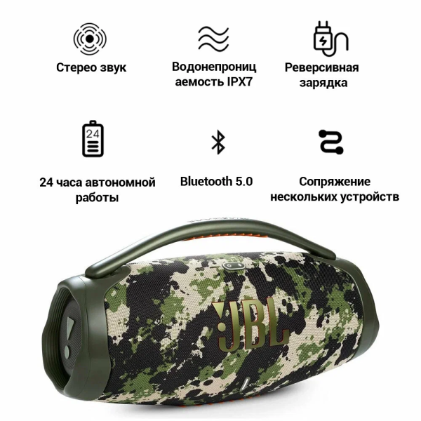 Портативная акустика JBL Boombox 3, 180 Вт, Squad