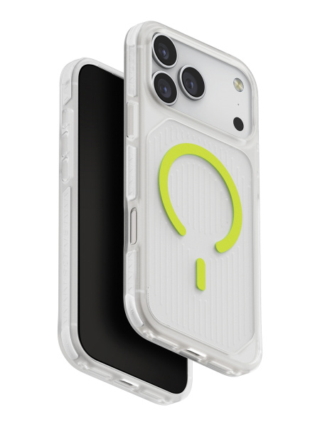 Чехол Uniq Combat Active с MagSafe для iPhone 17 Pro Max, Frost Clear/Lume-Lime (IP6.9P(2025)-COMAMFCLRLL)