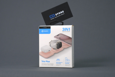 Беспроводное СЗУ EnergEA Bazic GoMag Trio PLUS magnetic wireless foldable 15W Pink