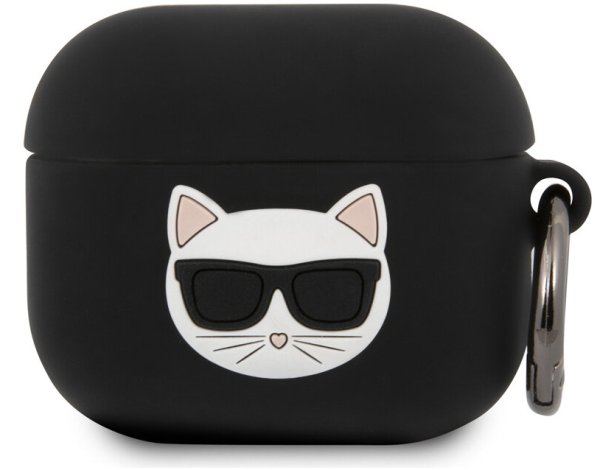 Чехол с карабином CG Mobile Karl Lagerfeld Silicone case with ring Choupette для AirPods 3, цвет Черный (KLACA3SILCHBK)