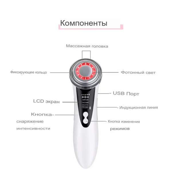 Многофункциональный аппарат для лица Facial Skin Care Massager W-618 Белый