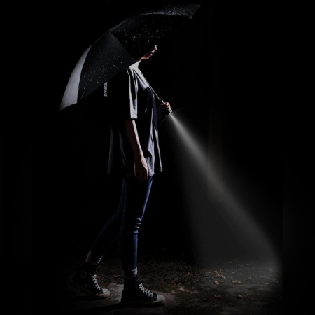 Зонт с фонариком U'REVO Automatic Reverse Folding Lighting Umbrella Чёрный