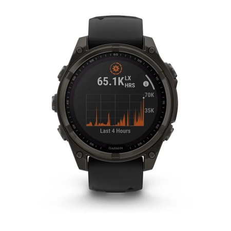 Смарт часы Garmin Fenix 8, 47 мм, Solar, Sapphire Carbon Gray DLC Titanium with Black/Pebble Gray Silicone