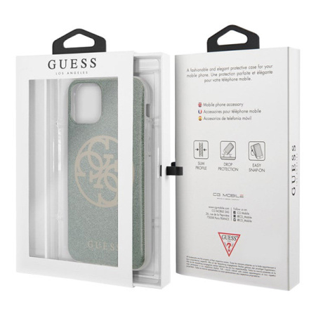 Чехол Guess для iPhone 11 Circle Logo Hard PC/TPU Glitter Green, цвет Зеленый