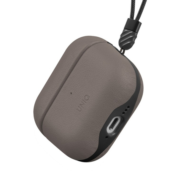 Чехол Uniq Lyden Leatherette with handstrap Grey для Airpods 4