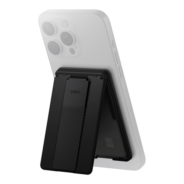 Магнитный бумажник Uniq Heldro ID Magnetic cardholder with Grip-Band and Stand Black