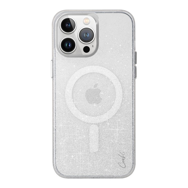 Чехол Uniq для iPhone 15 Pro чехол COEHL Lumino Sparkling Silver (MagSafe)