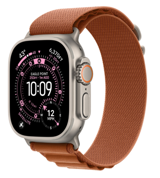 Apple Watch Ultra 3 (2025), 49 мм корпус из титана цвета «Natural», ремешок Alpine Loop, цвета «Terra Cotta»