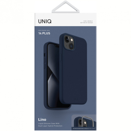 Чехол Uniq LINO для iPhone 14 Plus, цвет Синий (Blue) (IP6.7M(2022)-LINOBLU)