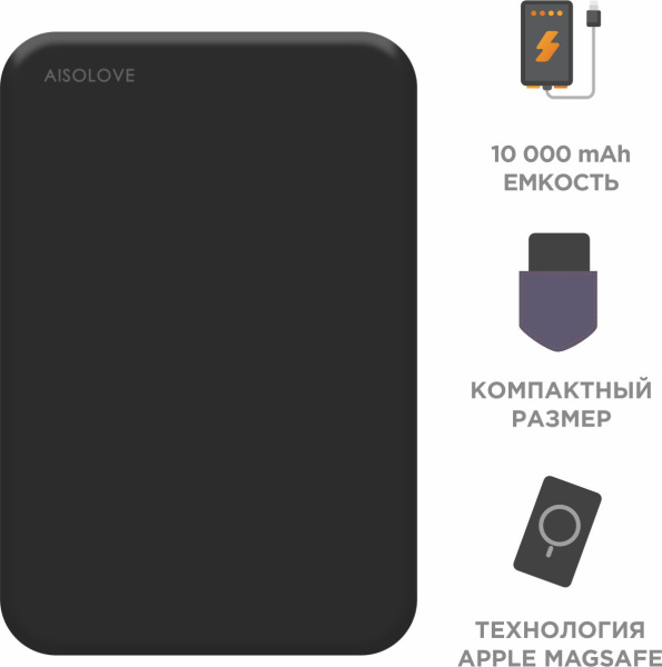 Внешний аккумулятор Power Bank SOLOVE 5000mAh Magnetic MagSafe 20W (W12 Black) , черный