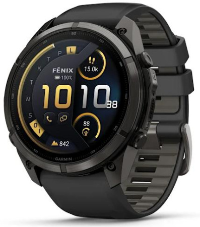 Умные часы Garmin Fenix 9 Pro AMOLED 51мм inReach, темно-серый с черным силиконовым ремешком