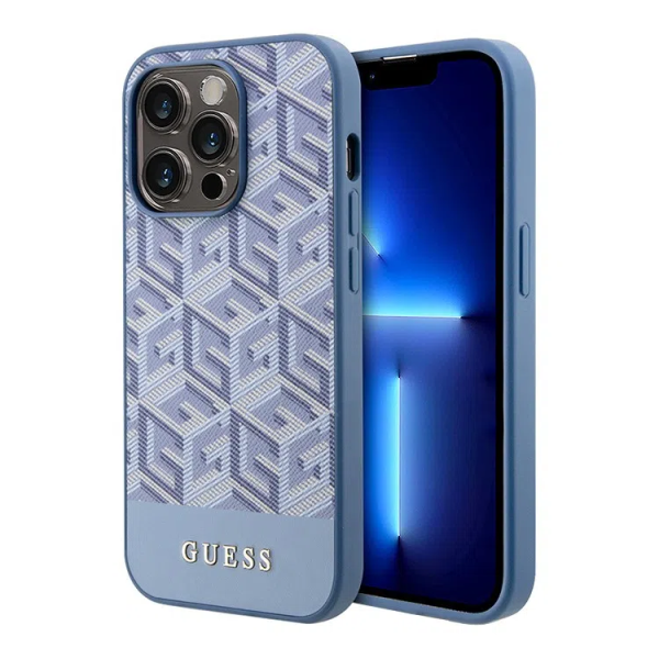 Чехол Guess PU G CUBE Hard (MagSafe) для iPhone 15 Pro Max, цвет Синий