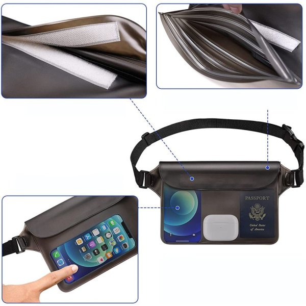 Защитная водонепроницаемая сумка Tech-Protect Universal Waterproof Pouch, Grey/Clear