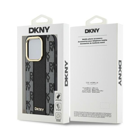 Чехол DKNY PU Checkered Metal logo Hard Black (MagSafe) для iPhone 15 Pro Max, чёрный